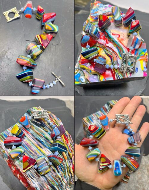 πββοΈππββοΈ
This is one very special BOLD bracelet. A stunning combination of hand-shaped satin finished free-form SURFITE beads combined with Owyhee, OR blue opal rondelles, silver spacer accents, and a fine detailed silver toggle clasp. You can see the gorgeous chunk of recycled surfboard resin used to make all these colorful beads. I collected this surfboard resin from Oceanside, CA from the phenomenal surfboard shaper Michael Takayama. This is truly a one-of-a-kind creation never to be duplicated.
DM me for all the details.π
#michaelsurfboards #surfite #surfitebracelet #zacharybloomjewelry #oceansideca