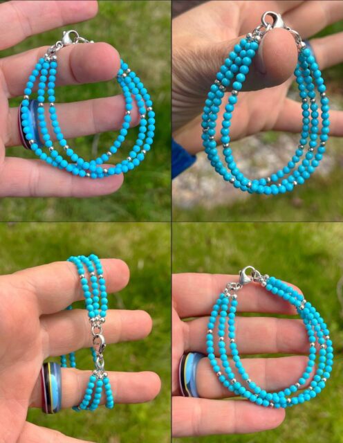 π©΅π±π©΅
THE BEST OF THE BEST!!!
This is AAA quality all natural Sleeping Beauty turquoise. I designed a custom requested necklace using these turquoise beads for a customer and she ultimately wanted to wear it on her wrist. So I was able to redesign it using the gorgeous material and turning it into a three strand bracelet. Iβm super happy how it turned out.
What do you think?
π
#sleepingbeautyturquoise #sleepingbeautyturquoisejewelry #turquoisebracelet #zacharybloomjewelry #naturalsleepingbeauty