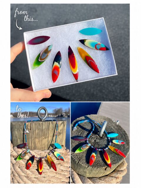 ππββοΈπββοΈ
This incredible necklace is still available! I hand-shaped all these surfboard shaped SURFITE pieces and then drilled & designed them into a spectacular BOLD one-of-a-kind necklace. Definitely a piece worthy to be worn this summer for a special occasion. DM me for all the details on this up-cycled surfboard resin beauty.
π
#surfite #surfitenecklace #handshapedsurfboards #zacharybloomjewelry #surfboardglassing