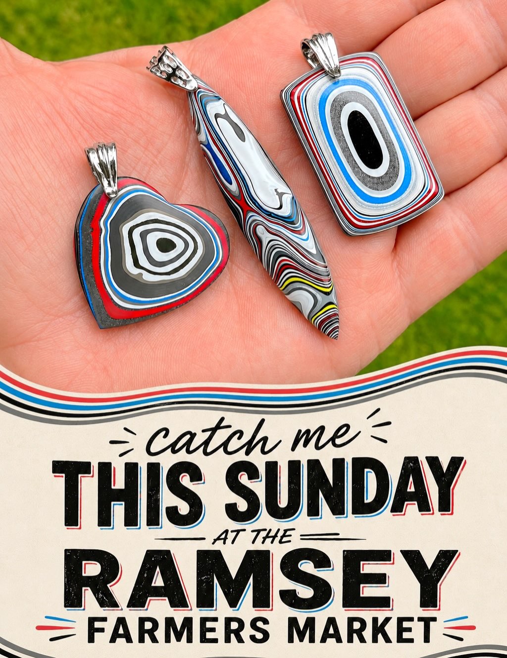 βΌοΈβΌοΈβΌοΈ
Donβt miss me this Sunday from 9-2pm in Ramsey, NJ at the fantastic Ramsey Farmers Market! Iβve been cutting up some new gorgeous FORDITE pendants you donβt want to miss. Please DM me with any questions.π
#ramseyfarmersmarket #ramseyart #zacharybloomjewelry #lapidaryjewelry #forditependant