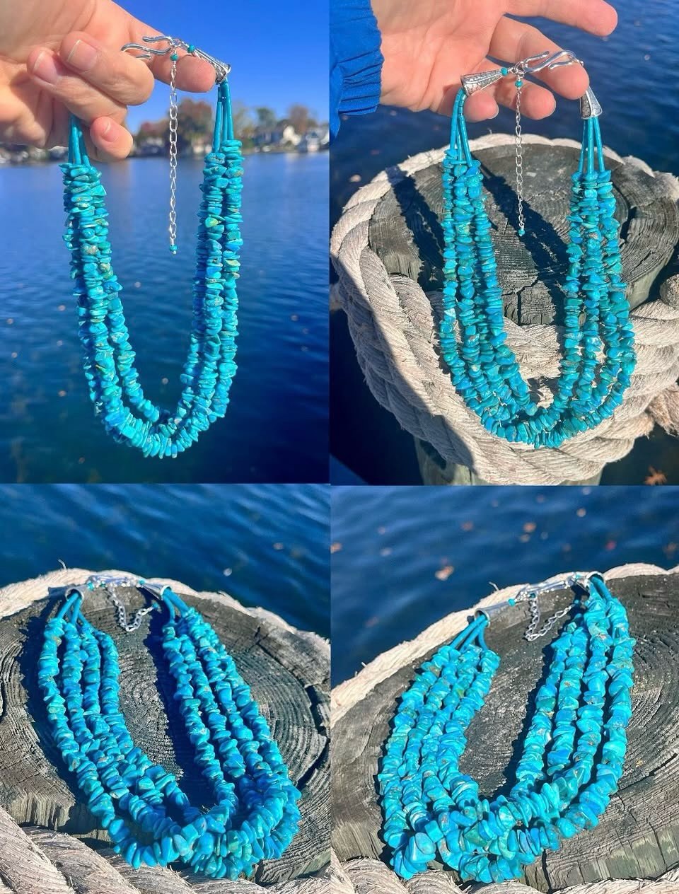 πͺΊπ€©πͺΊ
Check out this stunning BOLD 4 strand natural turquoise necklace. This is some absolutely gorgeous old stock Southwest turquoise I picked up in Tucson years ago from a guy who was letting go of some his old material he had put away for a longtime. I added an extender to this necklace so it can be worn a variety of different lengths. I also used turquoise heishi shell beads at the end of all the strands so that it lays beautifully when worn.
Want a bracelet or earrings like this?
No problem!
DM me to discuss all details.π₯°
#artisanjewelry #turquiosejewelry #turquoisenecklace #zacharybloomjewelry #southwesternjewelry