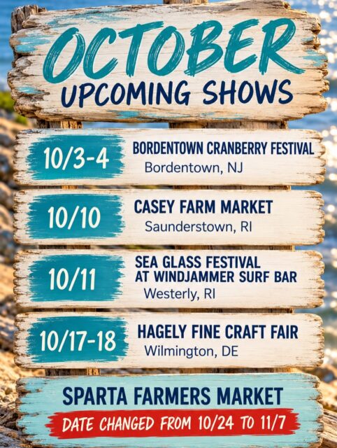โผ๏ธโผ๏ธโผ๏ธ
Iโve got some amazing shows coming up this month! Donโt miss me this weekend in Bordentown, NJ. Thatโs a new one for me. Then the following weekend Iโm headed back up to Rhode Island for two great shows. Then Iโm down to Wilmington, DE for one of my favorite shows of the year at the beautiful Hagley Museum. I was supposed to be at the Sparta Farmers Market Oct. 24th, but Iโm headed to California for a quick visit to see my dad. So you can catch me in Sparta in November. I have an incredible lineup of November & December shows. Iโll be posting those and of course you can always just visit my website which lists everything there. The link is in my bio. DM me with any questions. Hope to see you soon!
๐
#octobershows #zacharybloomjewelry #fallevents #surfite #lapidaryart